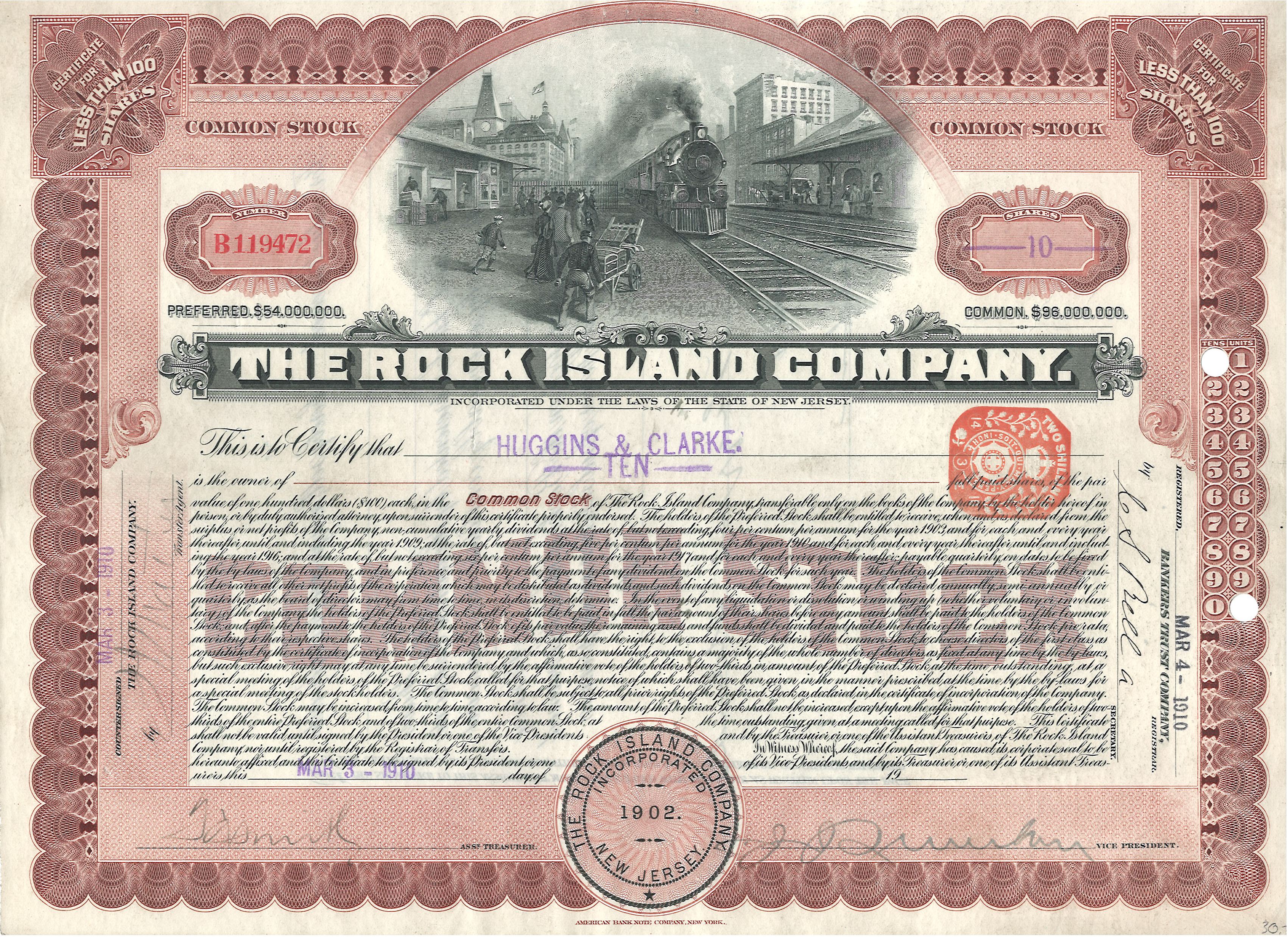 The Rock Island Company. 10 Shares