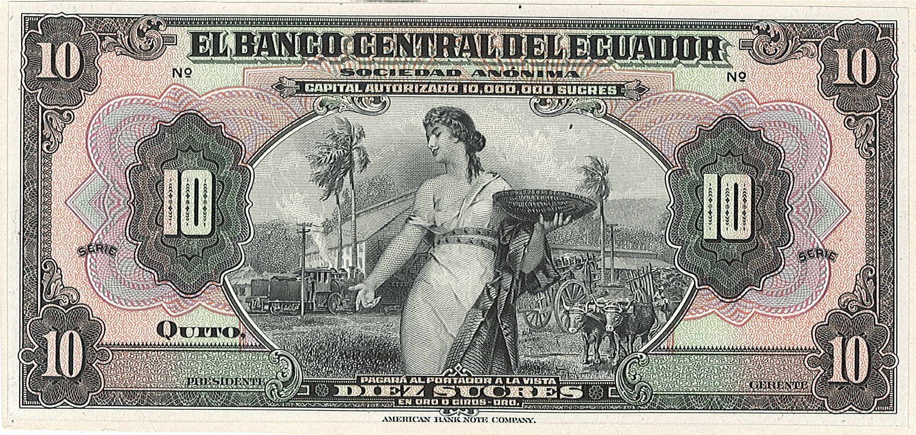 Banco Central Del Ecuador, 10 Sucres, Эквадор