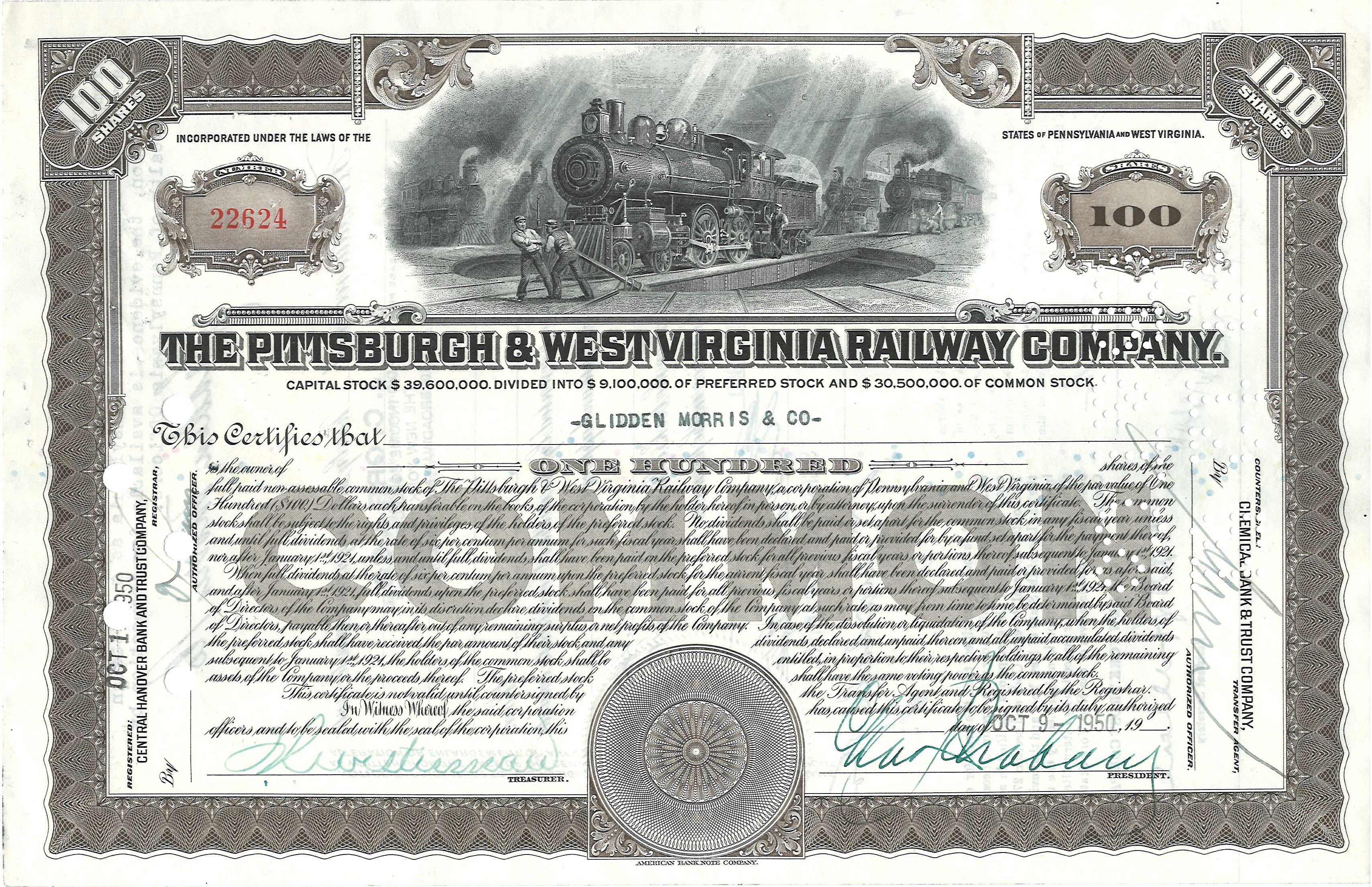 The Pittsburgh & West Virginia Railway Company. 100 Shares.